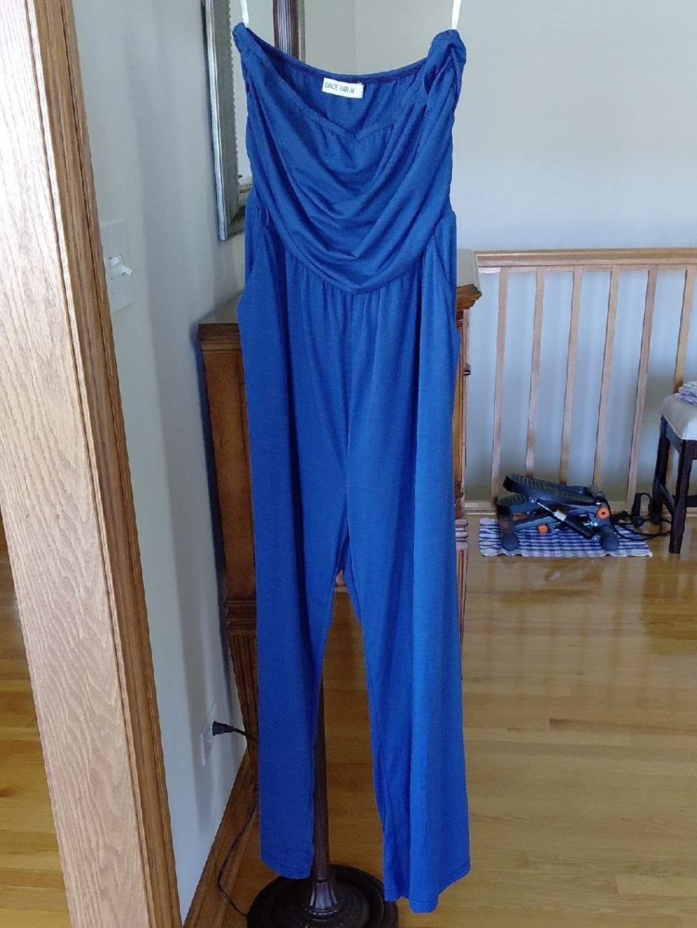 Grace Karin Royal Blue Strapless Cowl Neck Jumpsuit